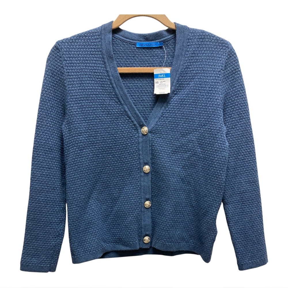 J.McLaughlin Tabitha Cardigan Sweater In Blue Denim  V Neck In Sz Xs New
